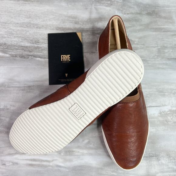 FRYE Melanie Womens Slip-On Leather Sneaker Cognac/Brown Flat Ballet Shoe Size 8 - Picture 3 of 10